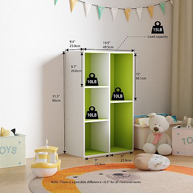 Furinno 5-Cube 31.5" Wooden Reversible Open Bookcase for Office, Living Room