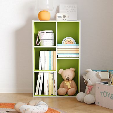 Furinno 5-Cube 31.5" Wooden Reversible Open Bookcase for Office, Living Room