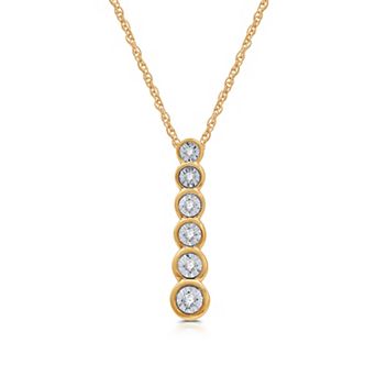 Diamond Essentials 14k Gold Over Sterling Silver 1/10 Carat T.W. Lab-Grown Diamond Bezel Drop Pendant Necklace