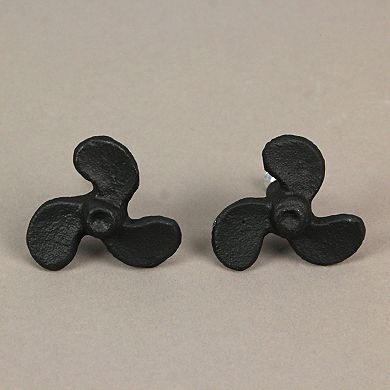 Set of 6 Black Cast Iron Boat Propeller Cabinet Knob Nautical Drawer Pull Decor