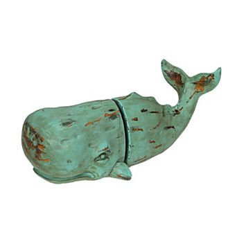 Verdigris Decorative Whale Bookends Resin Bookshelf Nautical Decor Rustic Beach