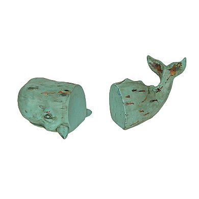 Verdigris Decorative Whale Bookends Resin Bookshelf Nautical Decor Rustic Beach