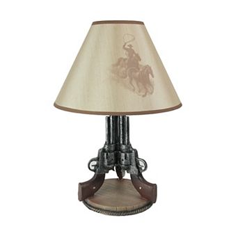 Old West Triple Six Shooter Revolver Table Lamp