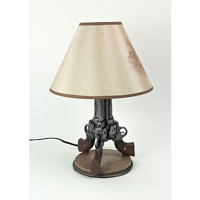Old West Triple Six Shooter Revolver Table Lamp