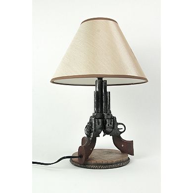 Old West Triple Six Shooter Revolver Table Lamp