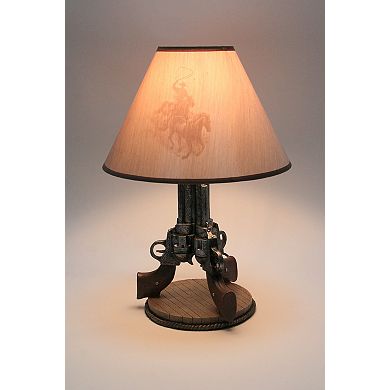 Old West Triple Six Shooter Revolver Table Lamp