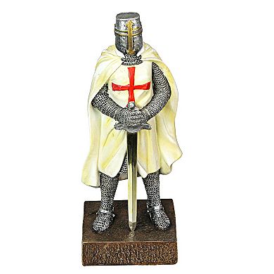 Medieval Templar Knight in Battle Holding Sword Armor Statue