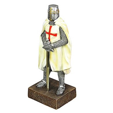 Medieval Templar Knight in Battle Holding Sword Armor Statue