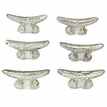 2.5 in Cast Iron White Nautical Cleat Drawer Pulls Cabinet Knobs Set of 6