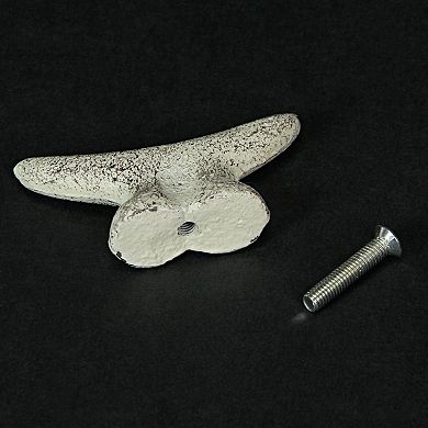 2.5 In Cast Iron White Nautical Cleat Drawer Pulls Cabinet Knobs Set of 6