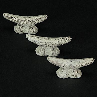 2.5 In Cast Iron White Nautical Cleat Drawer Pulls Cabinet Knobs Set of 6
