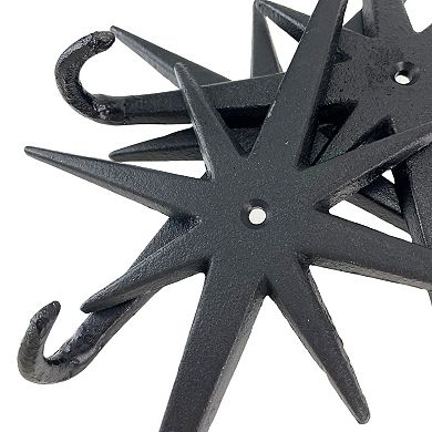 Set of 3 Atomic Starburst Wall Hooks Mid-Century Modern Design, Black Finish