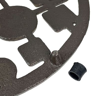 Cast Iron Circles & Squares Trivet Bronze, 8" Mid Century Modern Accent