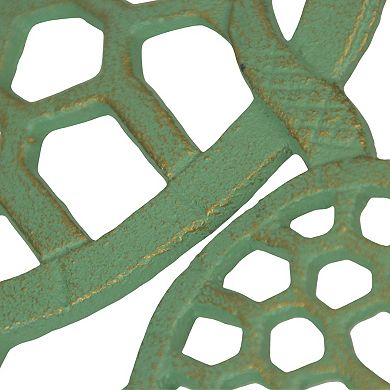 Cast Iron Sea Turtle Trivet Verdigris Finish, Bronze Accents, 8" Coastal Décor