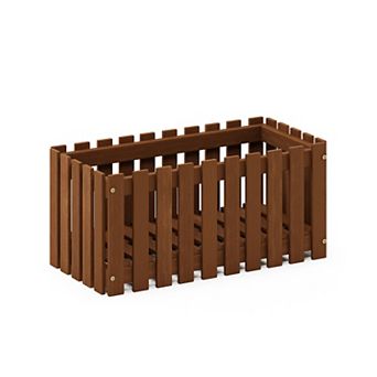 Furinno Outdoor Slatted Planter Stand Flower Box, Meranti Hardwood for Garden or Balcony
