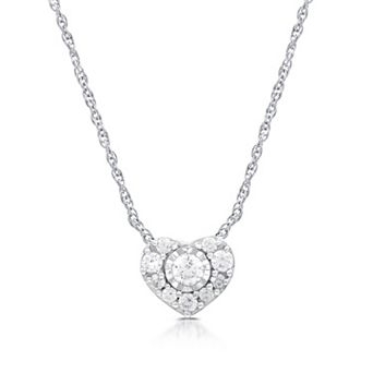 Diamond Essentials Sterling Silver 1/4 Carat T.W. Lab-Grown Diamond Heart Halo Pendant Necklace