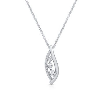 Diamond Essentials Sterling Silver 1/4 Carat T.W. Lab-Grown Diamond Leaf Pendant Necklace