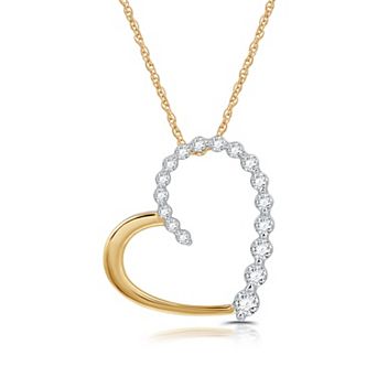 Diamond Essentials 14k Gold Over Sterling Silver 1/3 Carat T.W. Lab-Grown Diamond Angled Heart Pendant