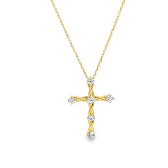 Diamond Essentials 1/3 Carat T.W. Lab-Grown Diamond Twist Cross Pendant Necklace