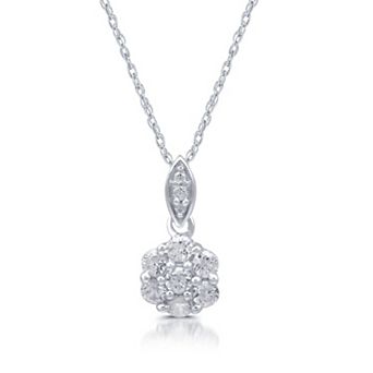 Diamond Essentials Sterling Silver 1/3 Carat T.W. Lab Grown Diamond Cluster Pendant Necklace