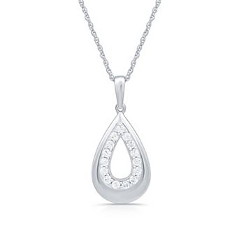 Diamond Essentials Sterling Silver 1/4 Carat T.W. Lab-Grown Diamond Tear Drop Pendant Necklace