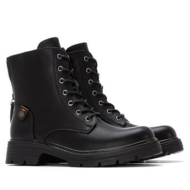 Refresh Women's Back Zipper Combat Booties 173024