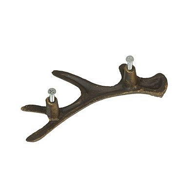 Antique Bronze Cast Iron Rustic Deer Antler Drawer Pull Cabinet Handle Set of 6