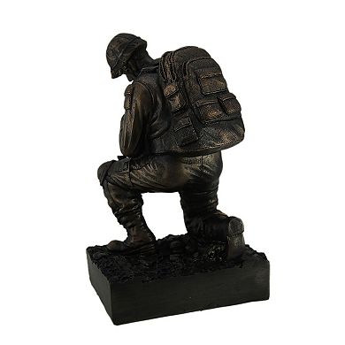 Silent Salute Kneeling Military Soldier with Rifle In Ground Statue