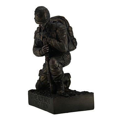 Silent Salute Kneeling Military Soldier with Rifle In Ground Statue