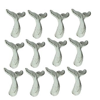 White Cast Iron Whale Tail Drawer or Cabinet Door Pulls Set of 12
