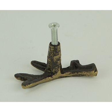 Bronze Finish Cast Iron Small Deer Antler Cabinet Handle Drawer Pull Set of 12
