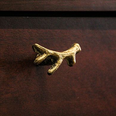 Bronze Finish Cast Iron Small Deer Antler Cabinet Handle Drawer Pull Set of 12