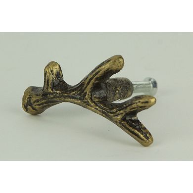 Bronze Finish Cast Iron Small Deer Antler Cabinet Handle Drawer Pull Set of 12