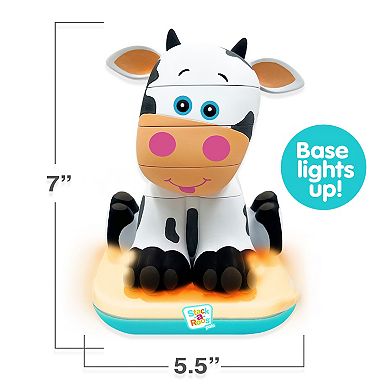 Stack-a-Roos Baby Cow, Barnyard Animal Stacking STEM Toy for Babies, Toddlers