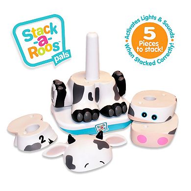Stack-a-Roos Baby Cow, Barnyard Animal Stacking STEM Toy for Babies, Toddlers