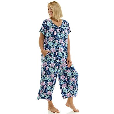 Women's Plus Croft & Barrow® Short Sleeve Pajama Top & Pajama Bottoms Set