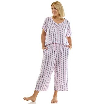Plus Size Croft & Barrow® Short Sleeve Pajama Top & Pajama Capri Bottoms Set