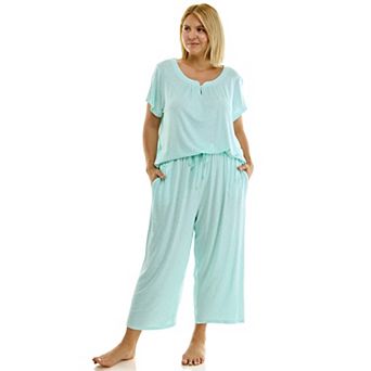 Plus Size Croft & Barrow® Short Sleeve Pajama Top & Pajama Capri Bottoms Set