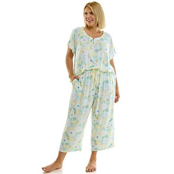 Plus Size Croft & Barrow® Short Sleeve Pajama Top & Pajama Capri Bottoms Set
