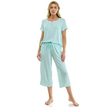 Petite Croft & Barrow® Short Sleeve Pajama Top & Pajama Capri Bottoms Set