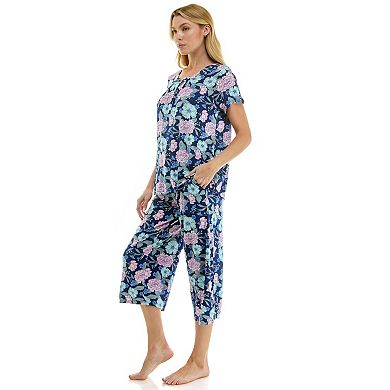 Women's Croft & Barrow® Short Sleeve Pajama Top & Pajama Capri Bottoms Set