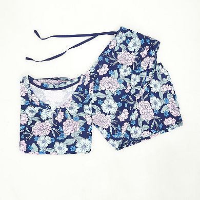 Women's Croft & Barrow® Short Sleeve Pajama Top & Pajama Capri Bottoms Set