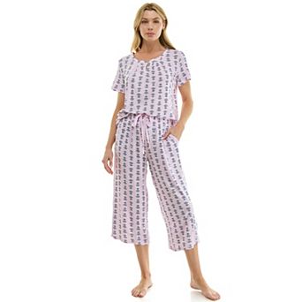 Women's Croft & Barrow® Short Sleeve Pajama Top & Pajama Capri Bottoms Set