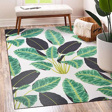 My Magic Carpet Hojas Rainforest Emerald Washable Rug