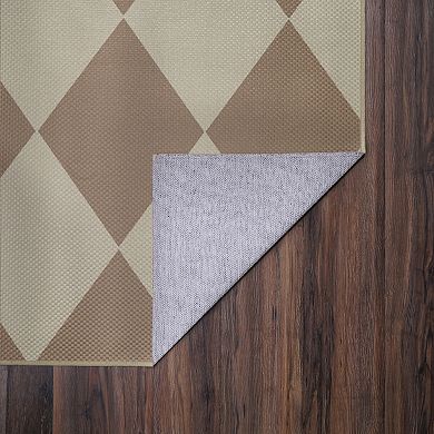 My Magic Carpet Jute Jaya Checkered Natural Decorative Washable Rug