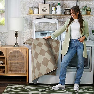 My Magic Carpet Jute Jaya Checkered Natural Decorative Washable Rug