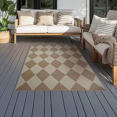 My Magic Carpet Jute Jaya Checkered Natural Decorative Washable Rug