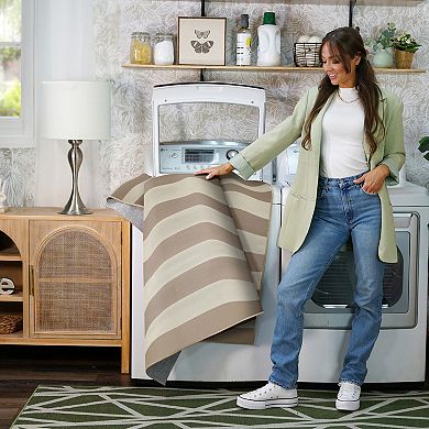 My Magic Carpet Jute Anika Striped Decorative Washable Rug