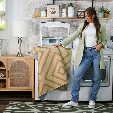 My Magic Carpet Jute Aria Double-Diamond Natural Decorative Washable Rug