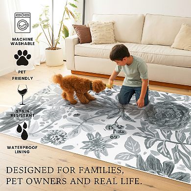 My Magic Carpet Floral Bloom Washable Rug